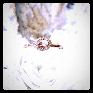 BNIB Morganite & Diamond Ring in 14k Rose Gold
